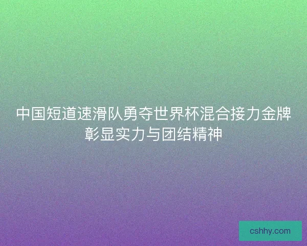 中国短道速滑队勇夺世界杯混合接力金牌彰显实力与团结精神