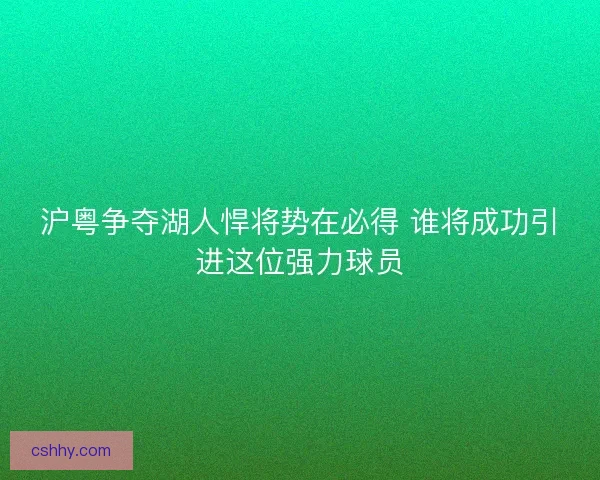 沪粤争夺湖人悍将势在必得 谁将成功引进这位强力球员